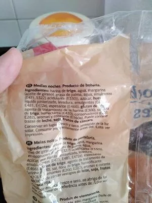 Lista de ingredientes del producto Medias noches Dia 