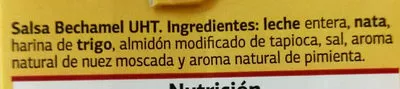 Lista de ingredientes del producto Salsa bechamel DIA 500ml