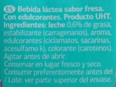 Lista de ingredientes del producto Batido fresa Dia 1 l