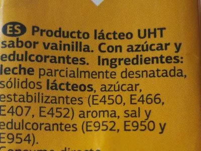 Lista de ingredientes del producto Batido de vainilla Dia 