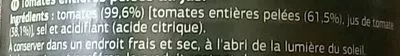 Lista de ingredientes del producto Tomates pelées entières Dia 
