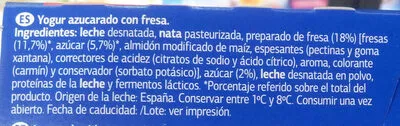 Lista de ingredientes del producto Yogur al estilo griego con fresas Dia 500 g (4x125g)