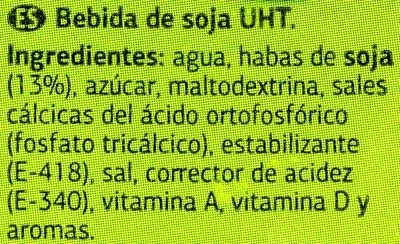 Lista de ingredientes del producto Bebida de soja - Pack de 3 Dia 600 ml (3 x 200 ml)