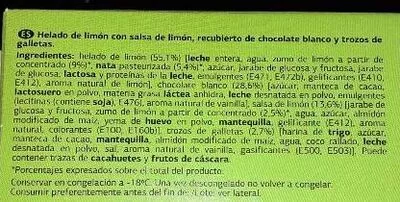 Lista de ingredientes del producto Chocolate blanco con galleta con helado de limón Dia 3 x 100 ml