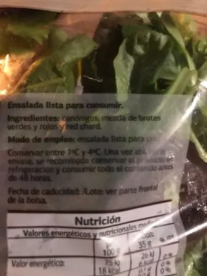 Lista de ingredientes del producto Mezcla brotes Dia 35 gr