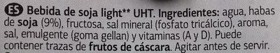 Lista de ingredientes del producto Bebida de soja Light Vital Dia, Dia 1 l