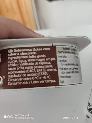 Lista de ingredientes del producto Natillas chocolate Dia Dia 6 x 125 g