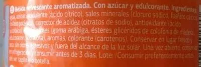 Lista de ingredientes del producto Get Move Naranja Dia 1 l