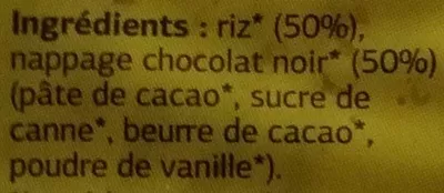 Lista de ingredientes del producto Galettes de Riz Bio au Chocolat Noir Dia 100 g