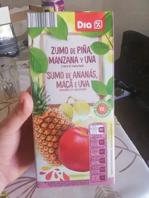 Lista de ingredientes del producto Zumo piña manzana y uva Dia 