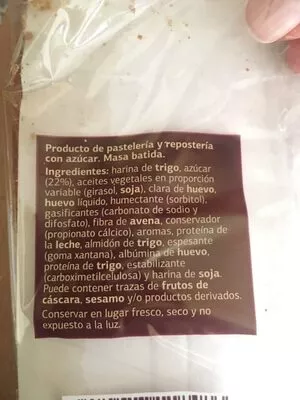 Lista de ingredientes del producto Bizcocho de azúcar La Hornada del Día 