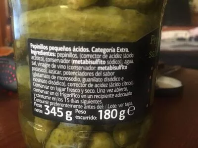 Lista de ingredientes del producto Pepinillos sabor anchoas Dia 180 g