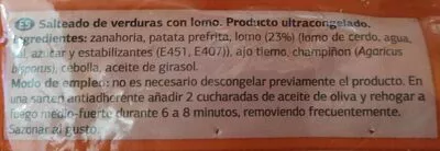 Lista de ingredientes del producto Salteado de verduras con lomo DIA 450 g