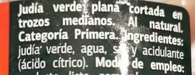 Lista de ingredientes del producto Judía Verde Plana Dia 360 g