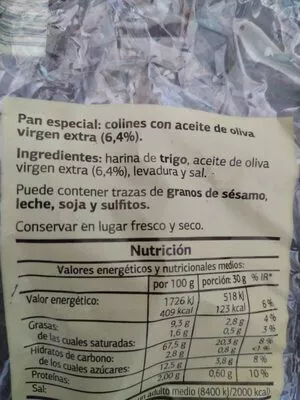 Lista de ingredientes del producto Picos con aceite de oliva Dia 150 gr