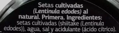 Lista de ingredientes del producto Setas shiitake Dia 280 g neto, 170 g escurrido