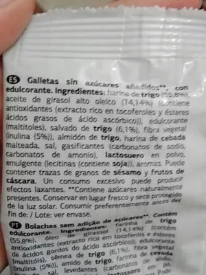 Lista de ingredientes del producto  Dia 1