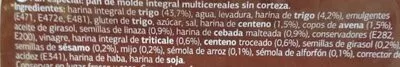 Lista de ingredientes del producto Multicereales sin corteza  