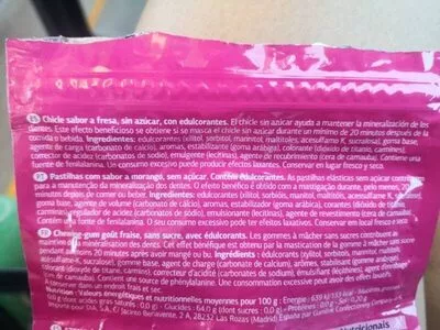 Lista de ingredientes del producto Chicles sabor Fresa Dia 84 g