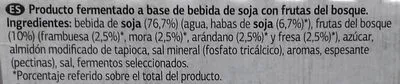 Lista de ingredientes del producto Postre de soja con frutas del bosque Dia 400 g (4 x 100 g)