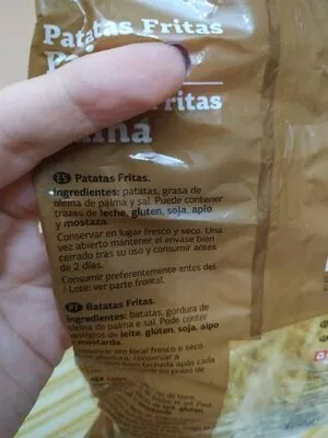 Lista de ingredientes del producto Patatas Paja Dia 90 g