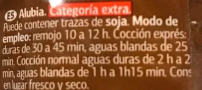 Lista de ingredientes del producto Judión Extra Dia 