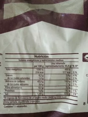 Lista de ingredientes del producto Hogaza centeno Dia 