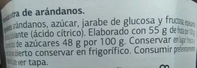 Lista de ingredientes del producto Mermelada de arandanos Dia 500 g