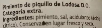 Lista de ingredientes del producto Pimientos del piquillo de Lodosa Dia 220 g