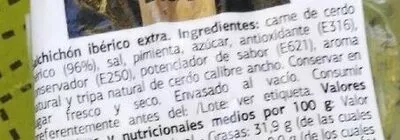 Lista de ingredientes del producto Salchichón ibérico cular extra Dia 360 g