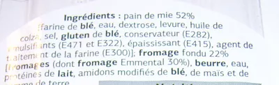 Lista de ingredientes del producto Croque Monsieur à poêler Dia 200 g (2 x 100 g)