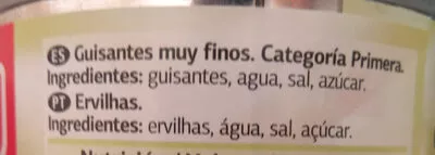 Lista de ingredientes del producto Guisante muy fino Dia 