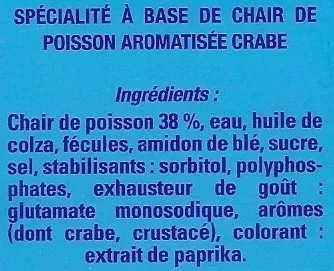 Lista de ingredientes del producto Bâtonnets de Surimi (24 bâtonnets) 400 g Dia 400 g (24 bâtonnets)