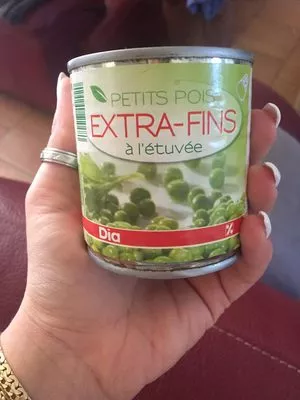 Lista de ingredientes del producto Petits pois extra-fins à l'étuvée Dia 200 g