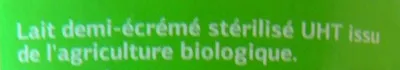 Lista de ingredientes del producto Lait demi-écrémé Bio Dia Dia 1 l