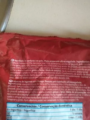 Lista de ingredientes del producto Parrillada de verduras con pollo Dia 