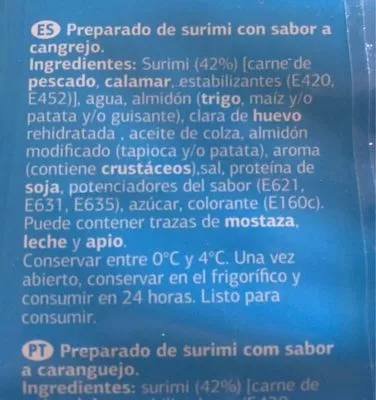 Lista de ingredientes del producto Surimi Dia 