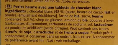 Lista de ingredientes del producto Petit beurre au chocolat blanc Dia 150 g