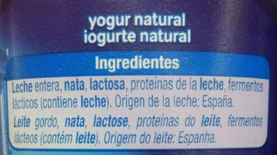 Lista de ingredientes del producto Yogur Griego Natural Alteza 500 g