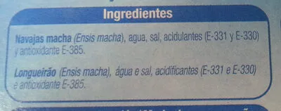 Lista de ingredientes del producto navajas Alteza 111 g