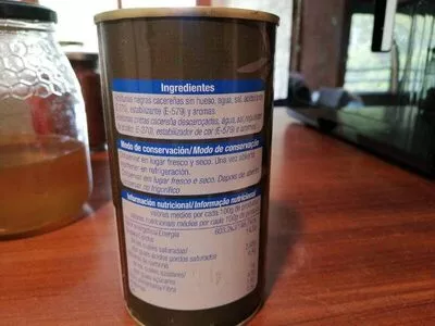 Lista de ingredientes del producto Aceituna negras sin hueso Alteza 