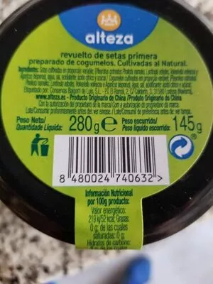 Lista de ingredientes del producto Revuelto de setas Alteza 280 g