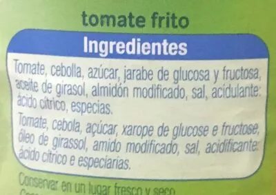 Lista de ingredientes del producto Tomate frito estilo casero Alteza 