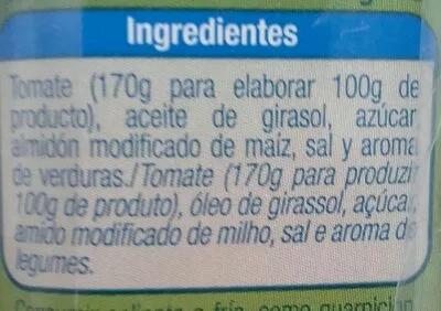 Lista de ingredientes del producto Tomate frito Alteza 