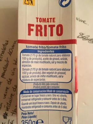 Lista de ingredientes del producto Tomare frito Alteza 