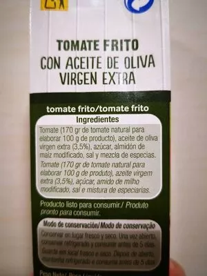 Lista de ingredientes del producto Tomate frito Alteza 