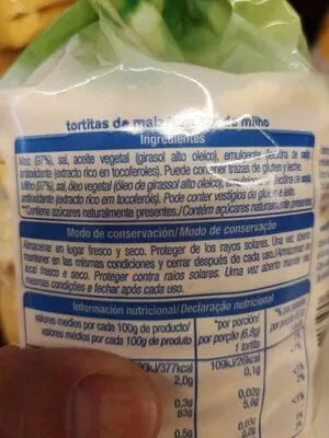 Lista de ingredientes del producto Tortitas de maíz Alteza 130 g