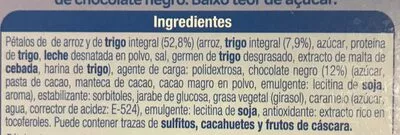 Lista de ingredientes del producto Barritas De Cereales Arroz Trigo Integral Chocolate Negro Alteza 