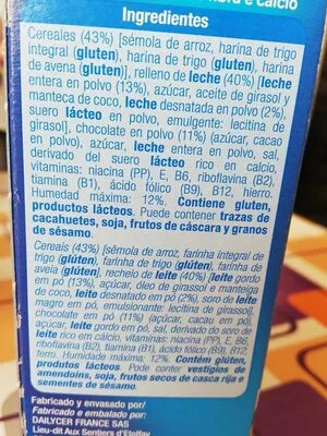 Lista de ingredientes del producto Céréales au lait Alteza 