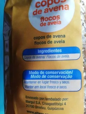 Lista de ingredientes del producto Copos de avena Alteza 